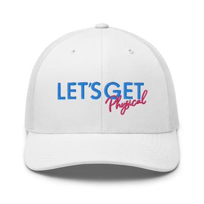 Let's Get Physical Trucker Hat Retro White