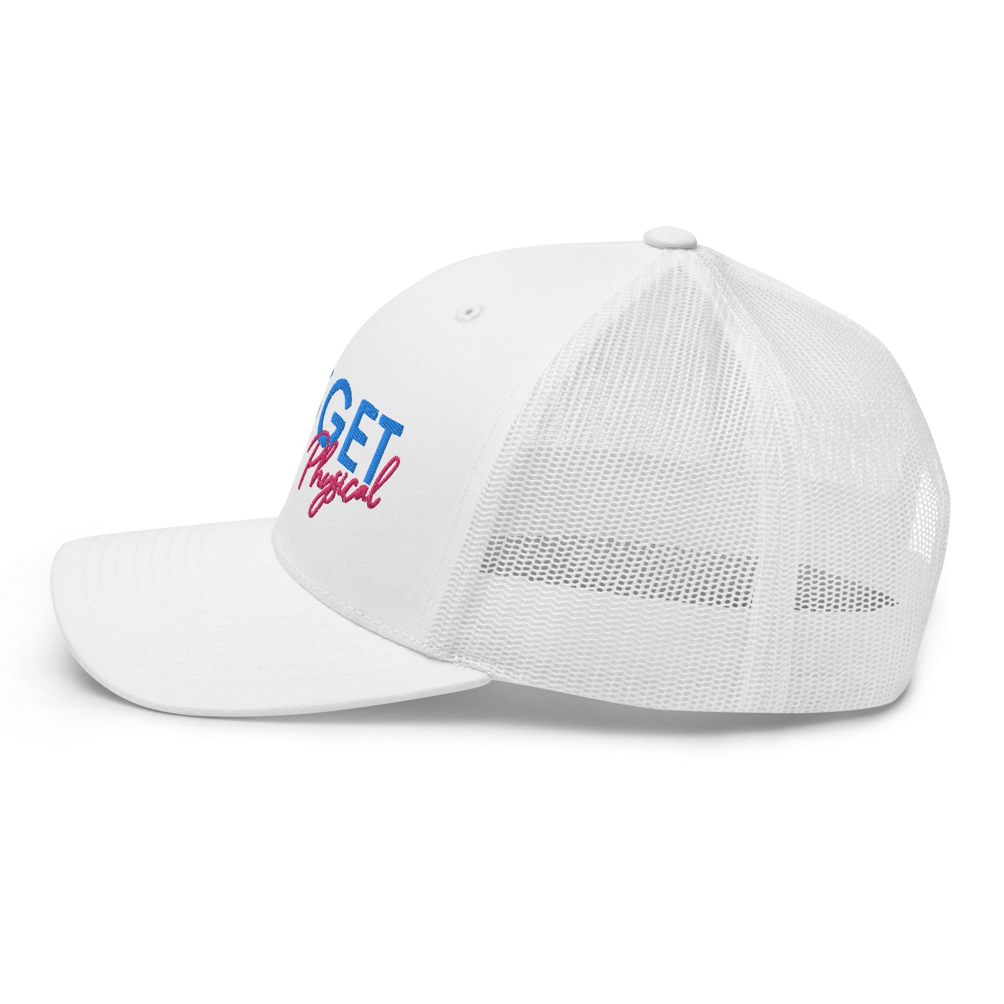 Let's Get Physical Trucker Hat Retro White