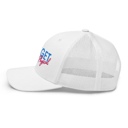 Let's Get Physical Trucker Hat Retro White