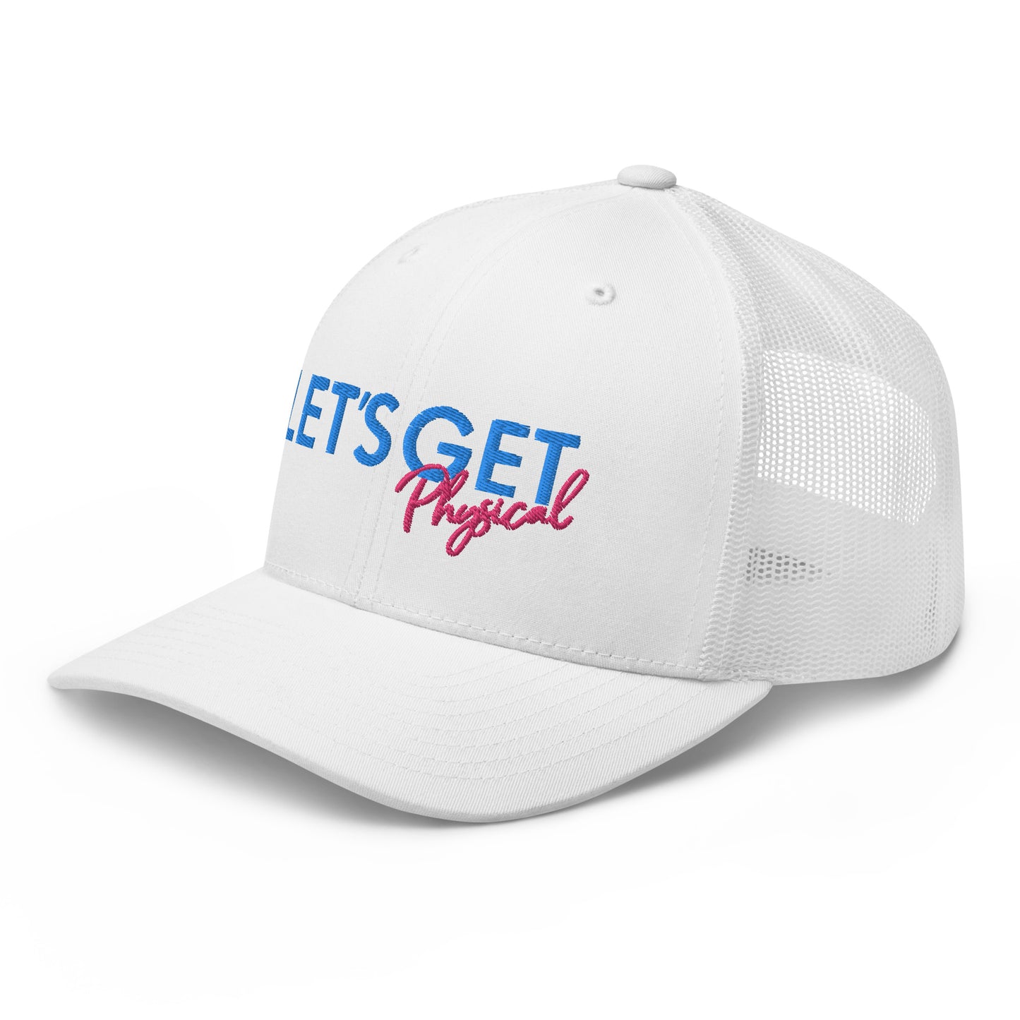 Let's Get Physical Trucker Hat Retro White